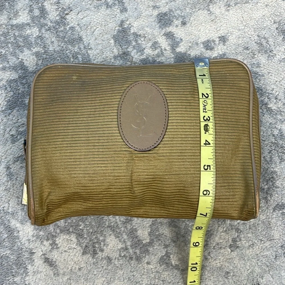 Vintage YSL Yves Saint Laurent Zip Pouch Clutch Toiletry Case Bag